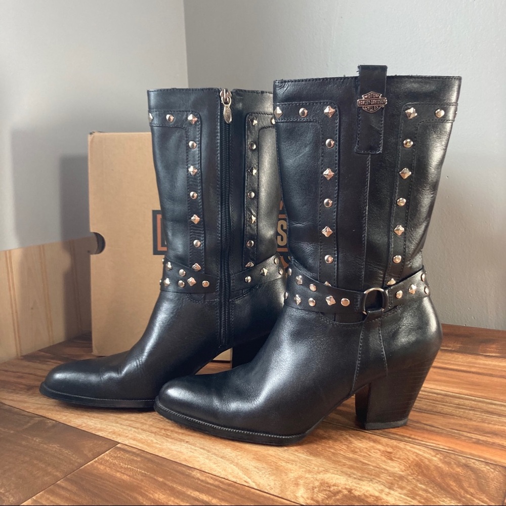 HARLEY DAVIDSON Studded Boots Worn 1x